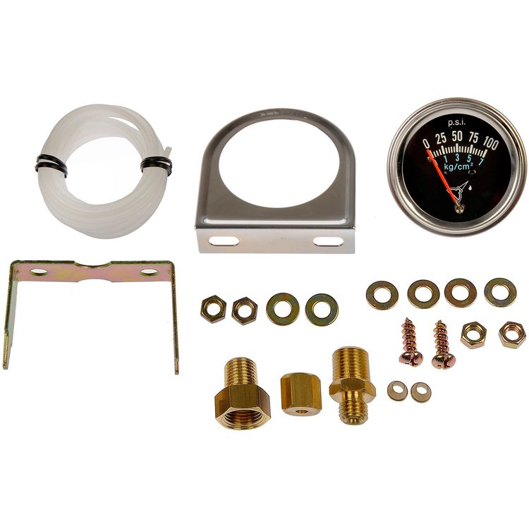 Mechanical Oil Pressure Gauge Kit, 0-100 PSI, Chrome 7-153