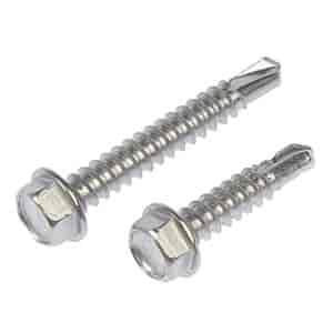 784-175 Self Tapping Screw-Stainless Steel-Hex Washer Head-No. 12 x 1 in., 1-1/2 in.; 12 X1