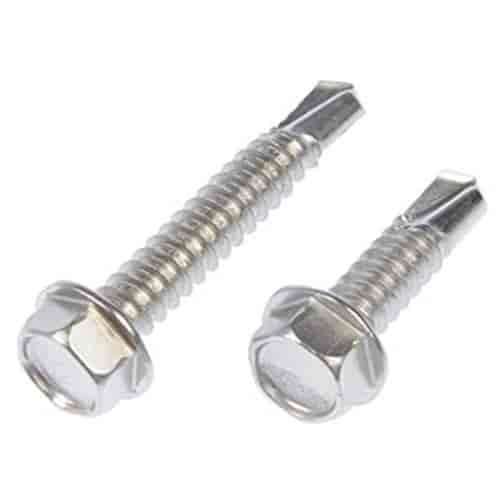 784-190 Self Tapping Screw-Stainless Steel-Hex Washer Head-No. 14 x 1 in., 1-1/2 in.