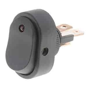 Oval Style LED Rocker Switch Black Body/Red LED