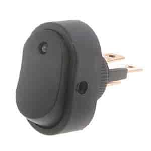 Oval Style LED Rocker Switch Black Body/Blue LED