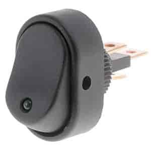 Oval Style LED Rocker Switch Black Body/Green LED