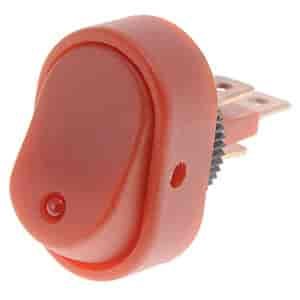 Oval Style LED Rocker Switch Red Body/Red LED