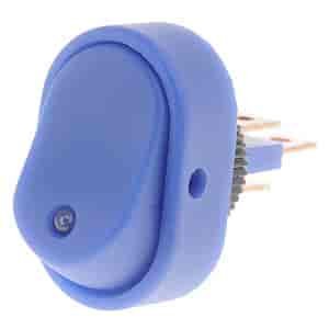 Oval Style LED Rocker Switch Blue Body/Blue LED