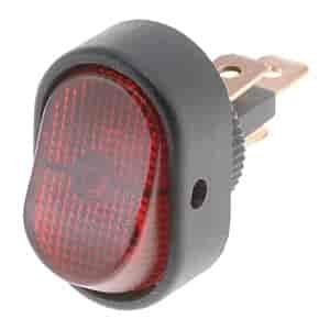 Oval Style Glow Rocker Switch Black Body/Red Glow