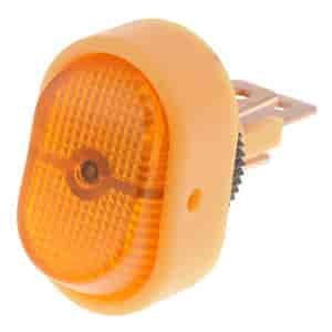 Oval Style Glow Rocker Switch Yellow Body/Amber Glow