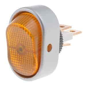 Oval Style Glow Rocker Switch Aluminum Body/Amber Glow
