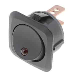 Round Style LED Glow Rocker Switch Black Body/Red LED