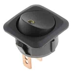 Round Style LED Glow Rocker Switch Black Body/Amber LED