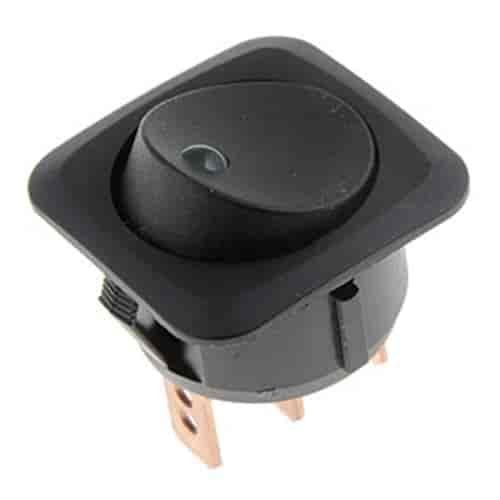 Round Style Full Glow Rocker Switch Black Body/Green LED Glow