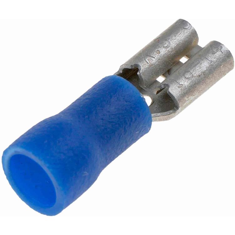 85483 16-14 Gauge Female Double Bullet Connector, .187 in., Blue