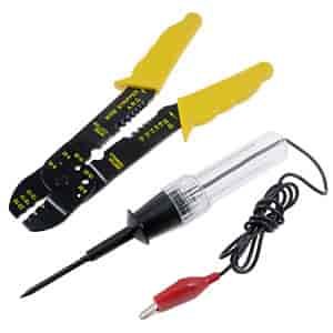 86240 Circuit Tester and Wire Crimper/Stripper Kit; Black