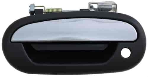 Exterior Door Handle Front Left No Keypad Hole Chrome Lever Smooth Black Housing