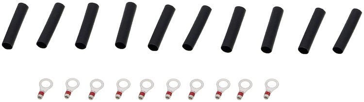 90904 Builders Series Uninsulated 16-22ga #10 Ring Connectors with Heat Shrink Tubing