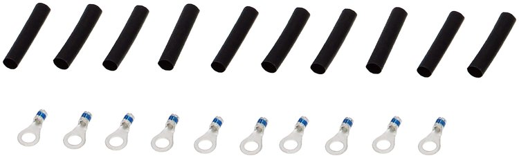 90909 Builders Series Uninsulated 14-16ga #10 Ring Connectors with Heat Shrink Tubing