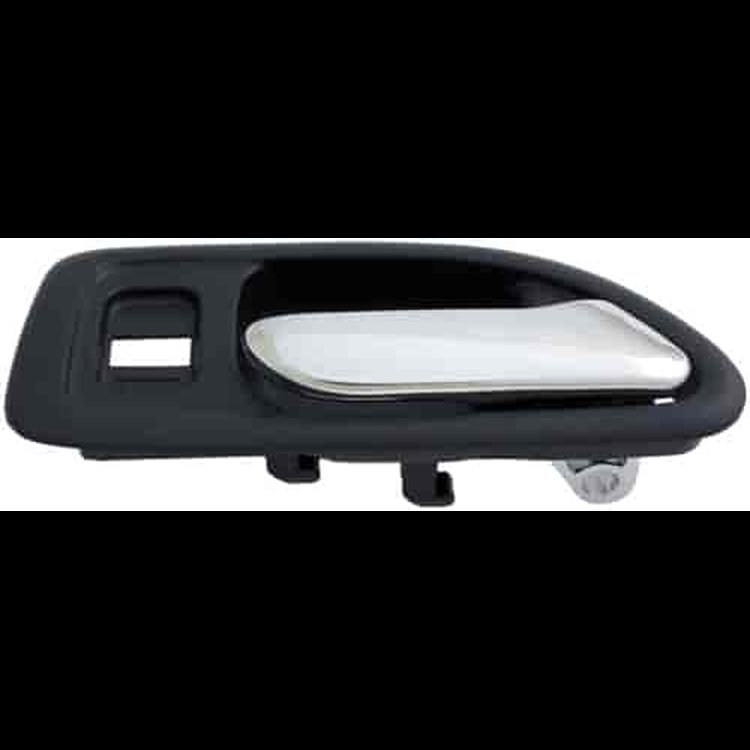 Interior Door Handle Front Right Without Power Window Hole Chrome Black