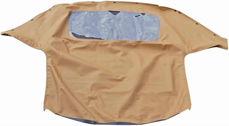 Convertible Top Tan Haartz With Plastic Window And Rain Rail Manual