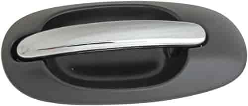 Exterior Door Handle Side Sliding Left With Keyhole Chrome Lever Black Housing