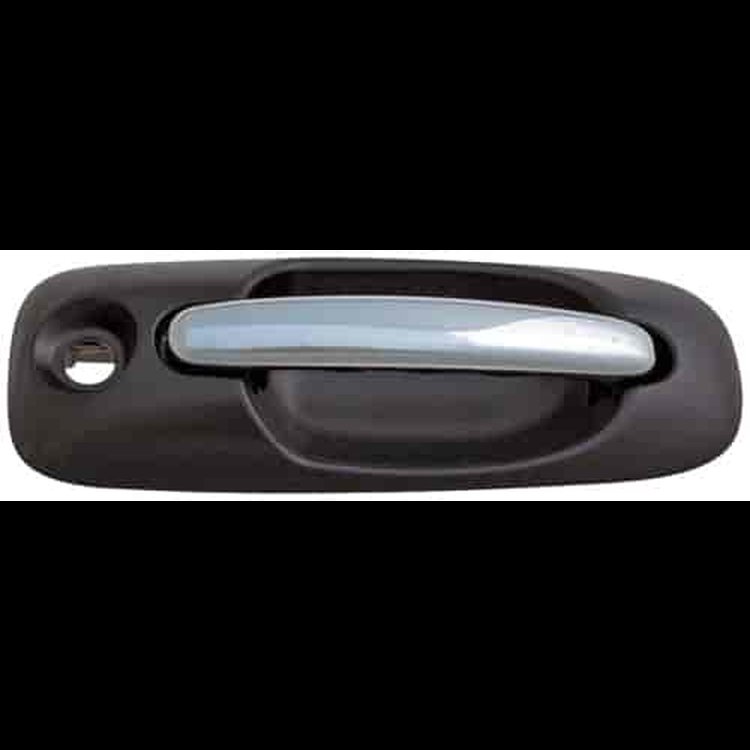 Exterior Door Handle Front Right With Keyhole Chrome Lever Black Housing