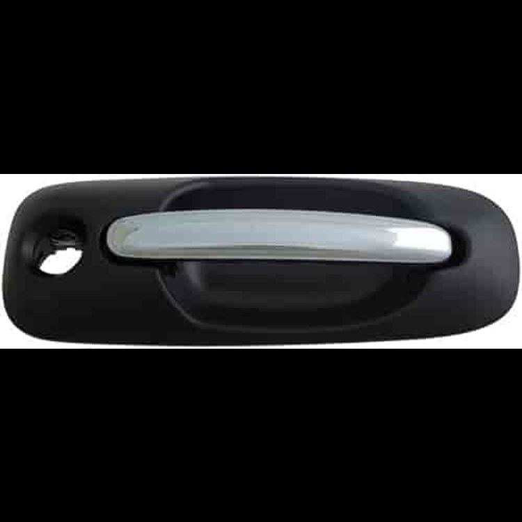 Exterior Door Handle Side Sliding Left With Keyhole Chrome Lever Black Housing