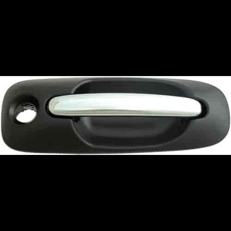 Exterior Door Handle Side Sliding Right With Keyhole Chrome Lever Black Housing