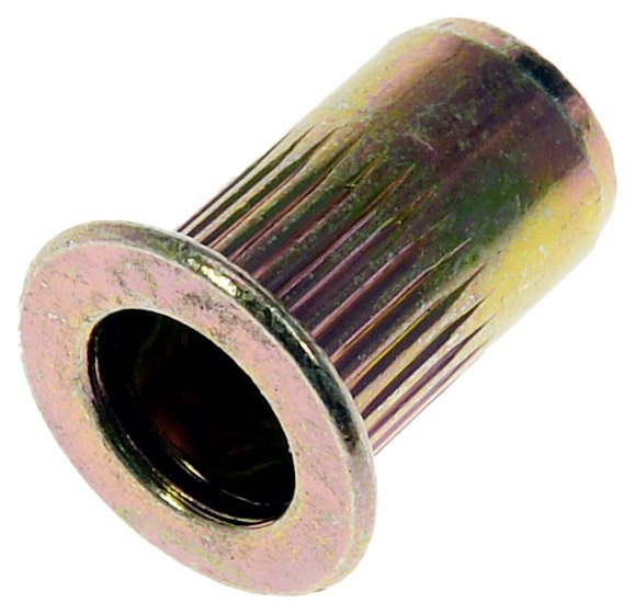 Steel Partial Thread Rivet Nut, M4-0.7 Thread, Yellow Zinc-Coated