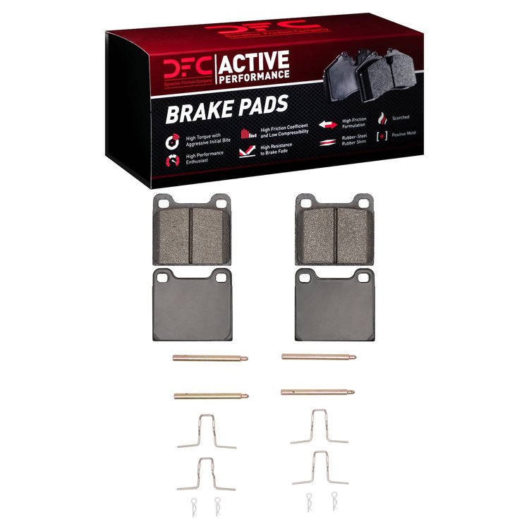 1115-0031-05 Active Performance Brake Pads & Hardware Kit, 1967-1991 Mercedes-Benz, Position: Rear