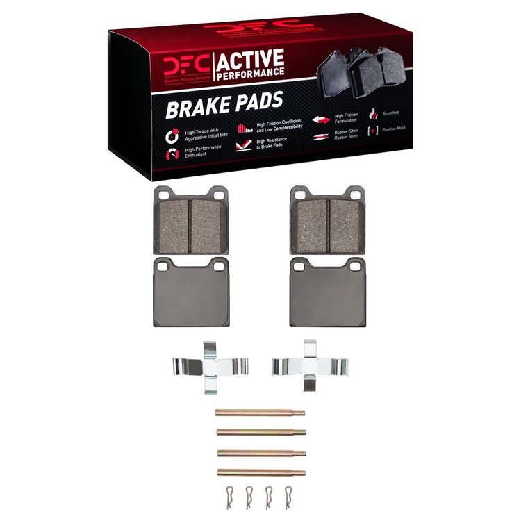 1115-0031-06 Active Performance Brake Pads & Hardware Kit, 1967-1991 Mercedes-Benz, Position: Rear