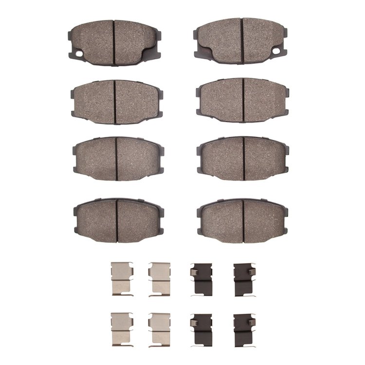 1214-0734-01 Heavy-Duty Brake Pads & Hardware Kit, 1995-2005 Mitsubishi Fuso, Position: Fr,Rr