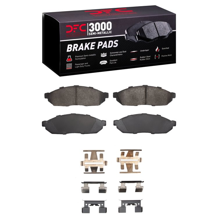 1311-0281-02 3000-Series Semi-Metallic Brake Pads & Hardware Kit, 1980-1983 Acura/Honda, Position: Front