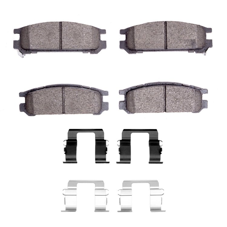 1311-0471-02 3000-Series Semi-Metallic Brake Pads & Hardware Kit, 1990-1994 Subaru, Position: Rear