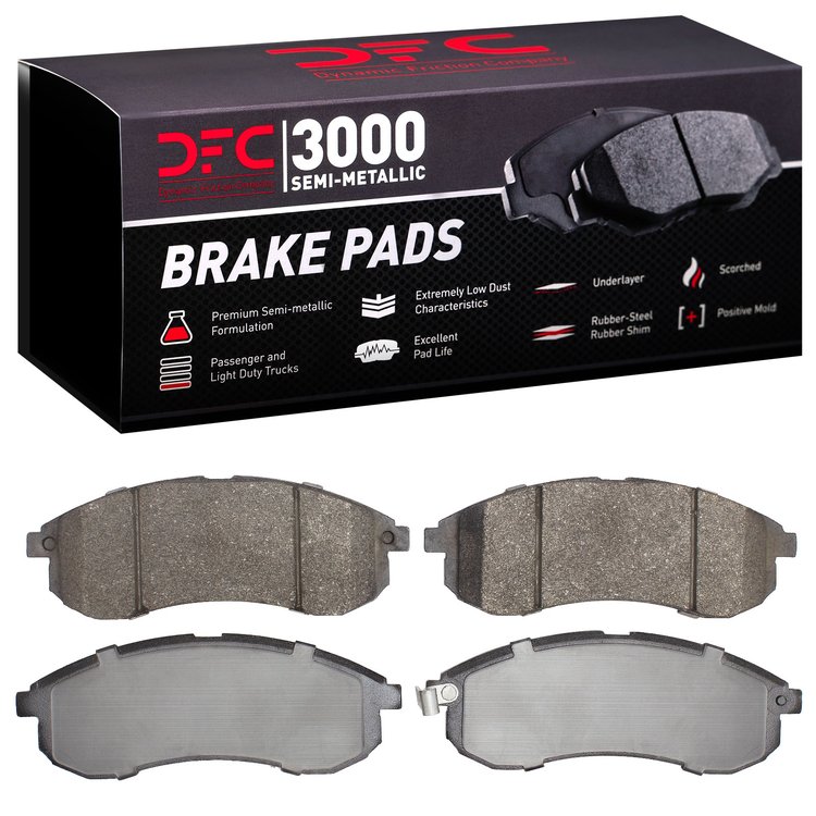 1311-1214-09 3000-Series Semi-Metallic Brake Pads & Hardware Kit, 2003-2006 Mitsubishi, Position: Front