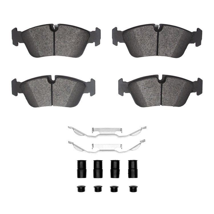 1311-1228-01 3000-Series Semi-Metallic Brake Pads & Hardware Kit, 2005-2006 BMW, Position: Front