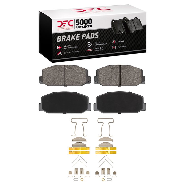 1551-0178-01 5000 Advanced Semi-Metallic Brake Pads & Hardware Kit, 1970-1979 Lexus/Toyota/Scion, Position: Front