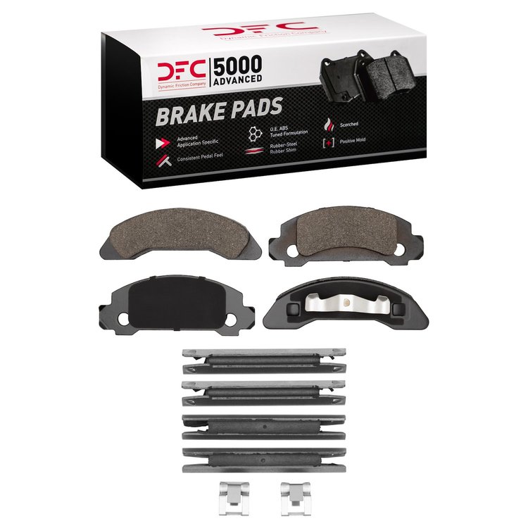 1551-0326-01 5000 Advanced Semi-Metallic Brake Pads & Hardware Kit, 1986-1987 Ford/Lincoln/Mercury/Mazda, Position: Front