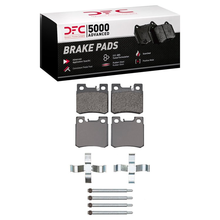 1551-0495-01 5000 Advanced Low-Metallic Brake Pads & Hardware Kit, 1993-1995 Mercedes-Benz, Position: Rear