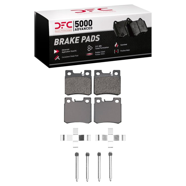 1551-0495-02 5000 Advanced Low-Metallic Brake Pads & Hardware Kit, 1987-2000 Mercedes-Benz, Position: Rear
