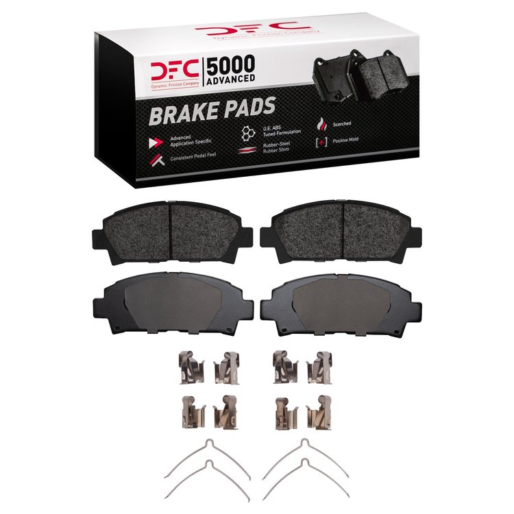 1551-0582-01 5000 Advanced Semi-Metallic Brake Pads & Hardware Kit, 1992-1995 Lexus/Toyota/Scion, Position: Front