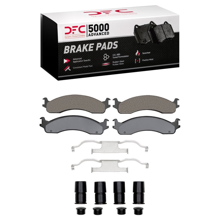 1551-0655-02 5000 Advanced Semi-Metallic Brake Pads & Hardware Kit, 1996-2007 Ford/Lincoln/Mercury/Mazda, Position: Fr, Front
