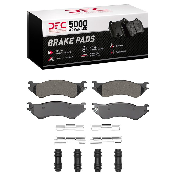 1551-0702-02 5000 Advanced Low-Metallic Brake Pads & Hardware Kit, 1997-2004 Multiple Makes/Models, Position: Front