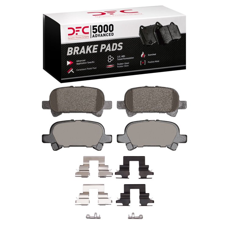 1551-0828-01 5000 Advanced Ceramic Brake Pads & Hardware Kit, 2002-2008 Lexus/Toyota/Scion, Position: Rear