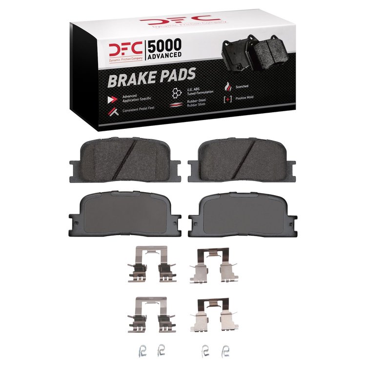 1551-0885-01 5000 Advanced Ceramic Brake Pads & Hardware Kit, 2002-2006 Lexus/Toyota/Scion, Position: Rear