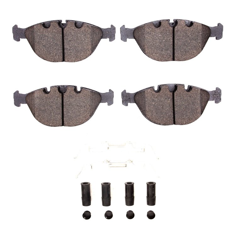 1551-0920-01 5000 Advanced Low-Metallic Brake Pads & Hardware Kit, 2002-2006 BMW, Position: Front