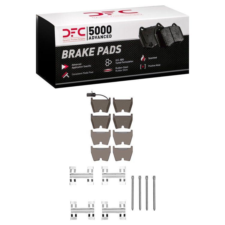1551-1029-11 5000 Advanced Low-Metallic Brake Pads & Hardware Kit, 2017-2021 Multiple Makes/Models, Position: Front