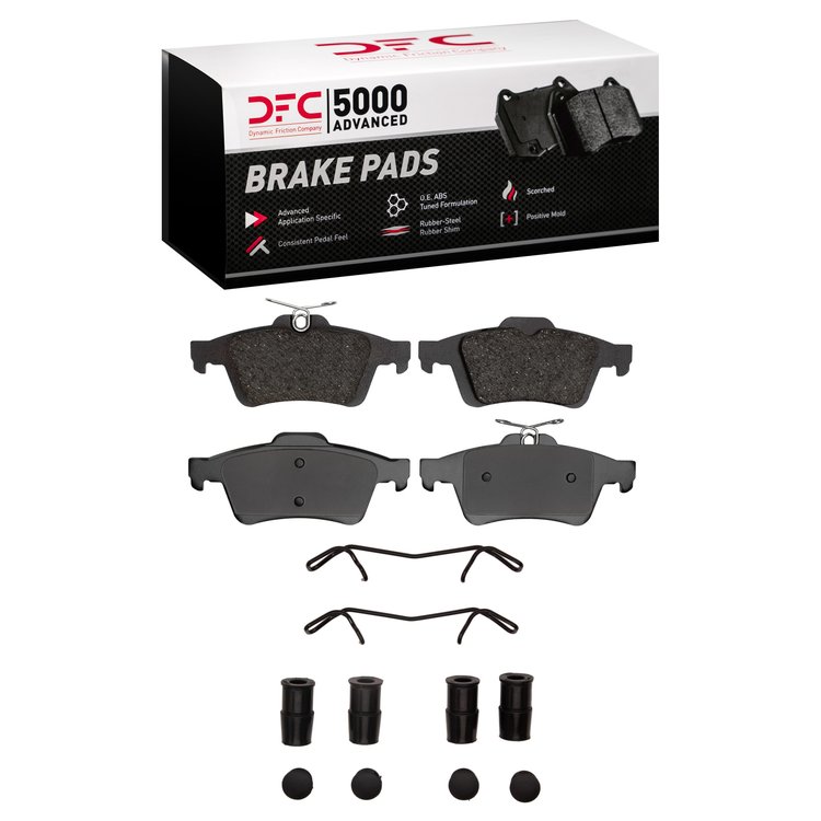 1551-1095-02 5000 Advanced Ceramic Brake Pads & Hardware Kit, 2003-2020 Multiple Makes/Models, Position: Rear