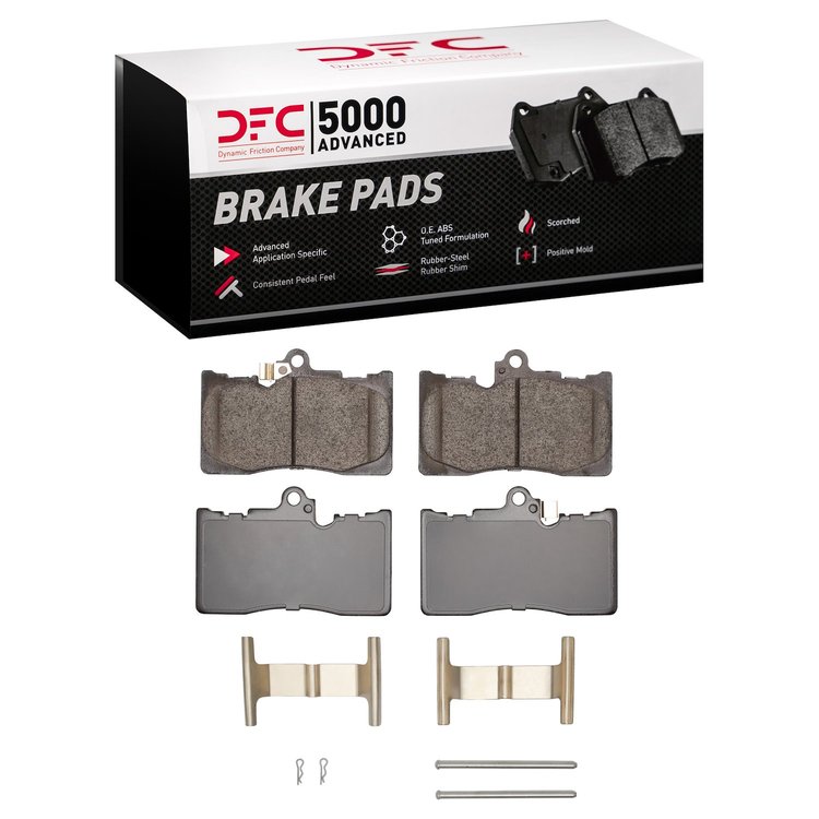 1551-1118-01 5000 Advanced Low-Metallic Brake Pads & Hardware Kit, 2006-2020 Lexus/Toyota/Scion, Position: Front