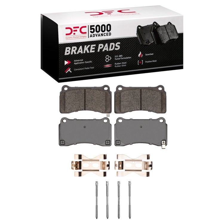 1551-1383-01 5000 Advanced Low-Metallic Brake Pads & Hardware Kit, 2009-2021 Infiniti/Nissan, Position: Rear