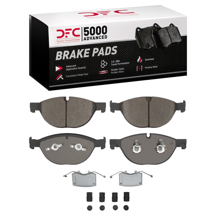 1551-1448-01 5000 Advanced Low-Metallic Brake Pads & Hardware Kit, Fits Select Jaguar, Position: Front