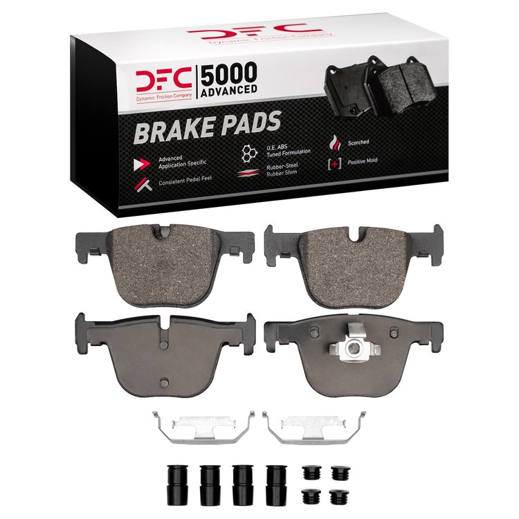 1551-1610-01 5000 Advanced Low-Metallic Brake Pads & Hardware Kit, 2012-2020 BMW, Position: Rear