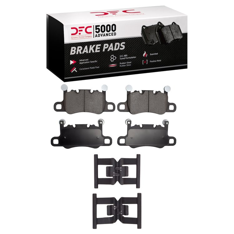 1551-1740-02 5000 Advanced Semi-Metallic Brake Pads & Hardware Kit, 2015-2019 Porsche, Position: Rear